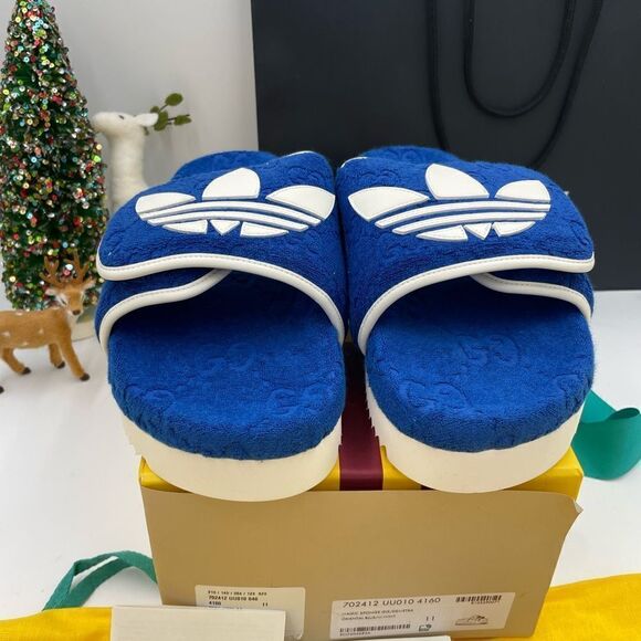Men’s Gucci X Adidas, slide sandals size 11 made in Italy
